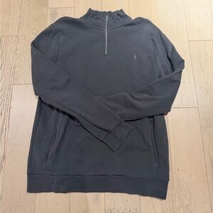 AllSaints Charcoal Quarter Zip-Up Sweater